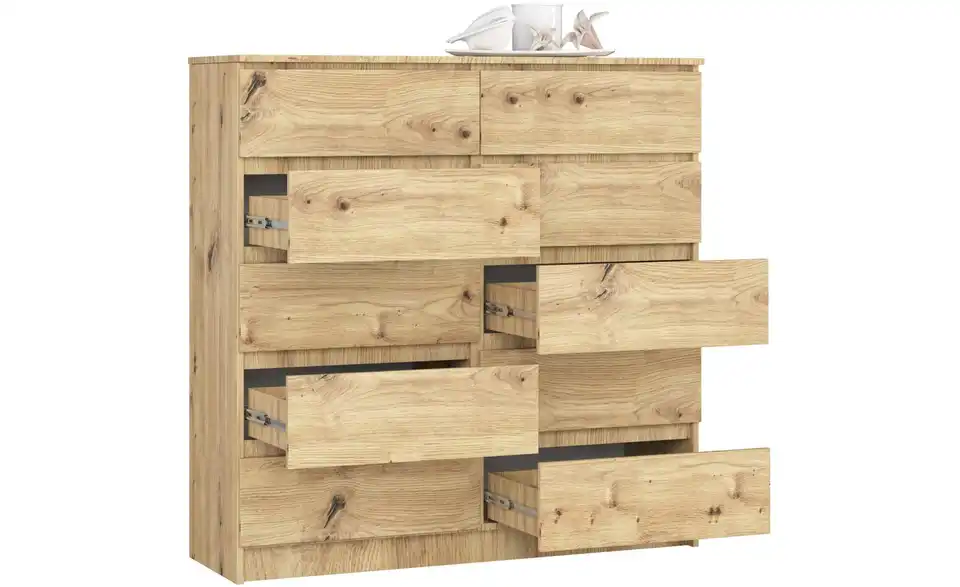 Kommode Kersten mit 10 Schubladen, geöffnet