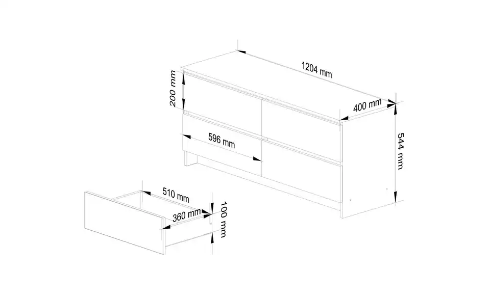 Kommode Kersten, Bemaßung