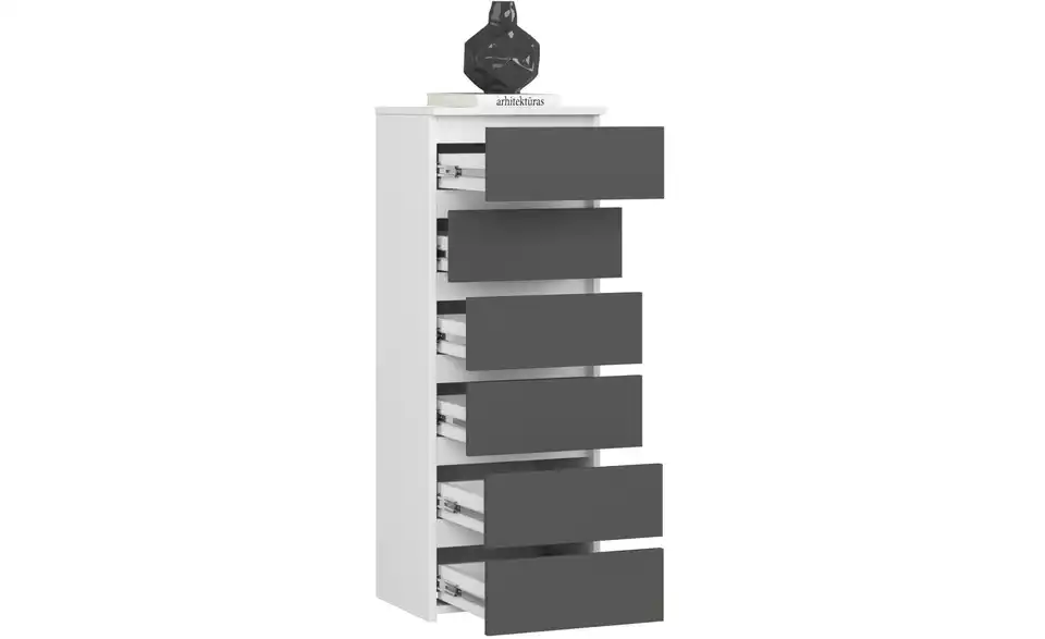 Kommode Carlo mit 6 Schubladen, geöffnet