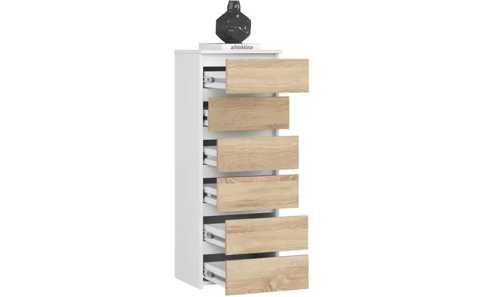 Kommode Carlo mit 6 Schubladen, geöffnet