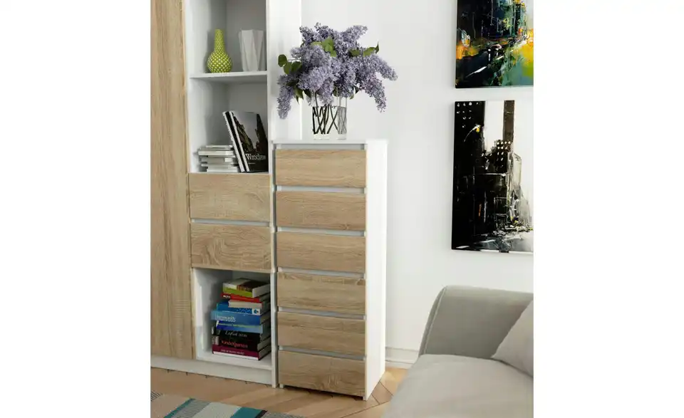 Kommode Carlo mit 6 Schubladen, in Wohnsituation