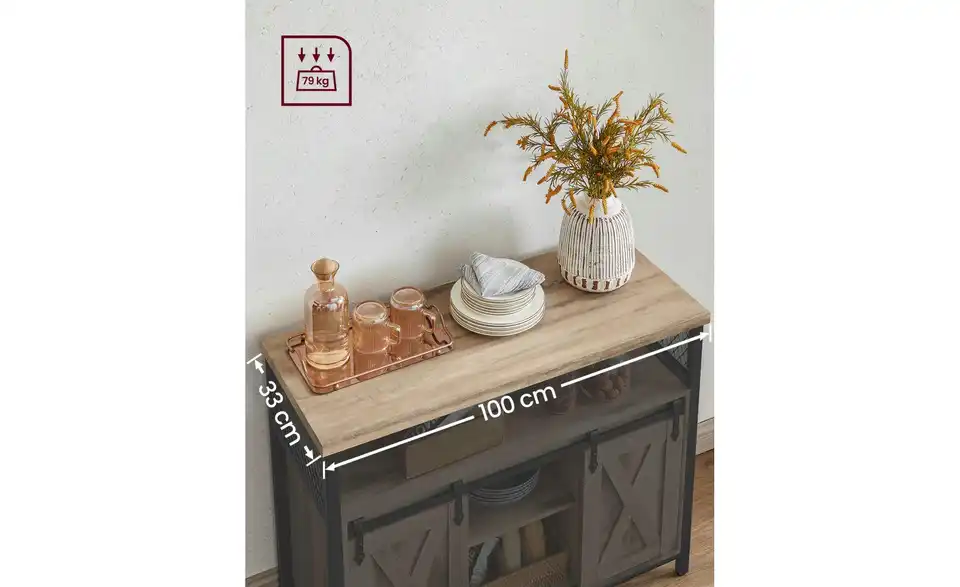 Kommode, Bild mit Text