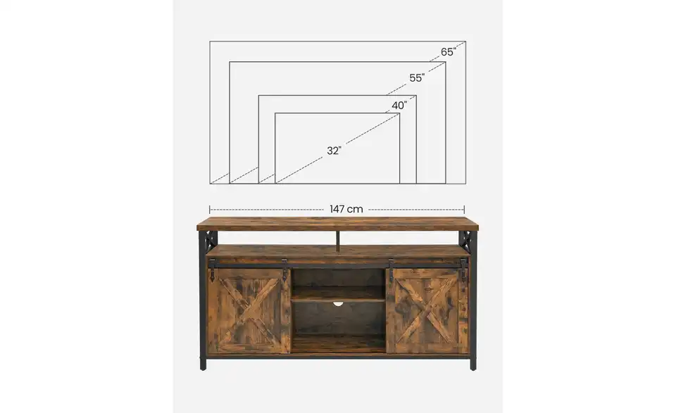 TV-Sideboard, Bild mit Text