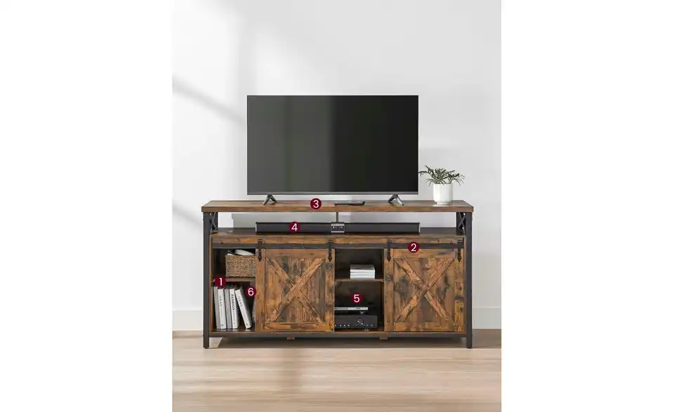 TV-Sideboard, Bild mit Text