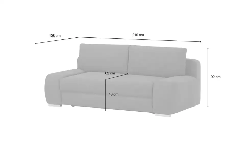bobb Schlafsofa mit Boxspringpolsterung Viannie de Luxe, Bemaßung