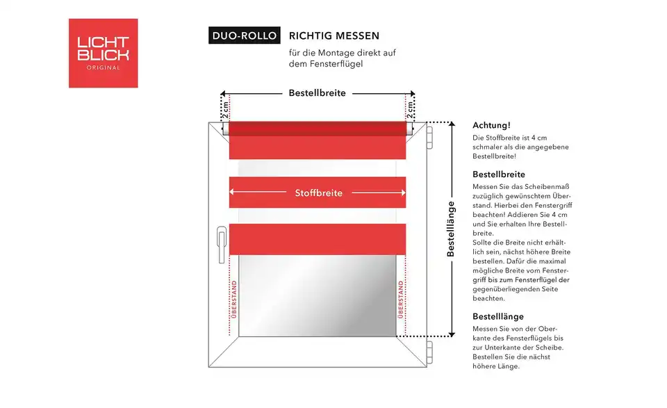 Lichtblick Duo-Rollo Klemmfix, Bild mit Text