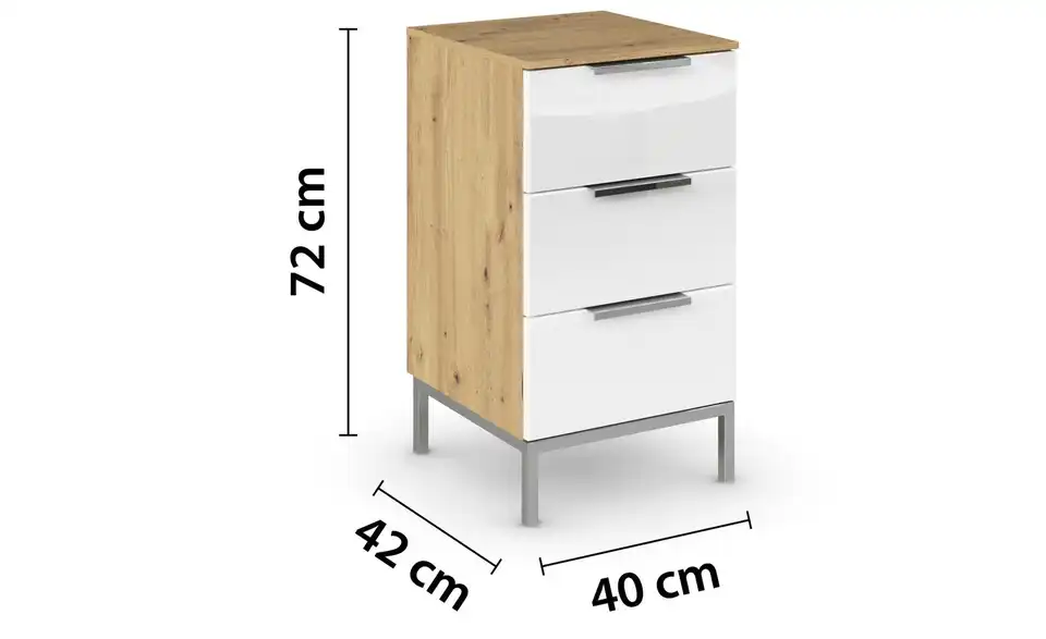 Nachttisch Flipp, Bemaßung