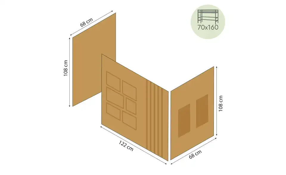 Hoppekids Vorhang Mittelhochbett 70x160 Creator, Bemaßung