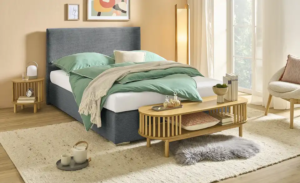 Boxbett Moseley Cord, Härtegrad H3, 140x200 cm, in Wohnsituation