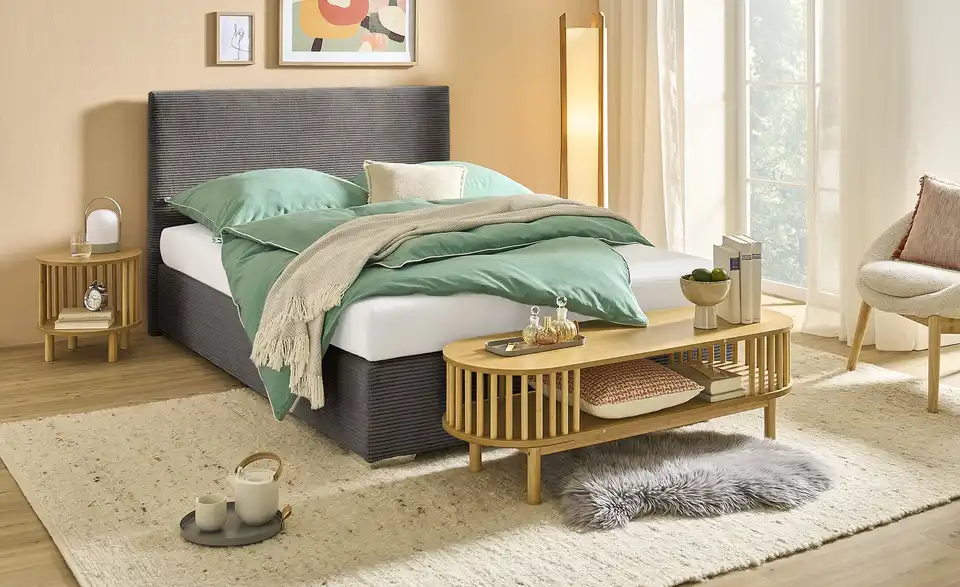 Boxbett Moseley Cord, Härtegrad H3, 140x200 cm, in Wohnsituation