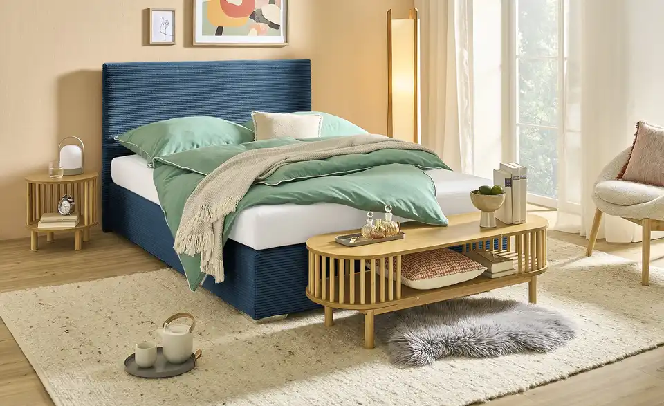 Boxbett Moseley Cord, Härtegrad H3, 140x200 cm, in Wohnsituation