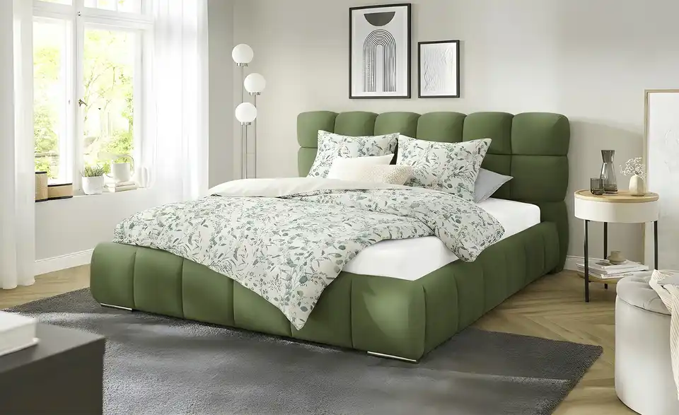 Polsterbett Savio mit Bettkasten, in Wohnsituation