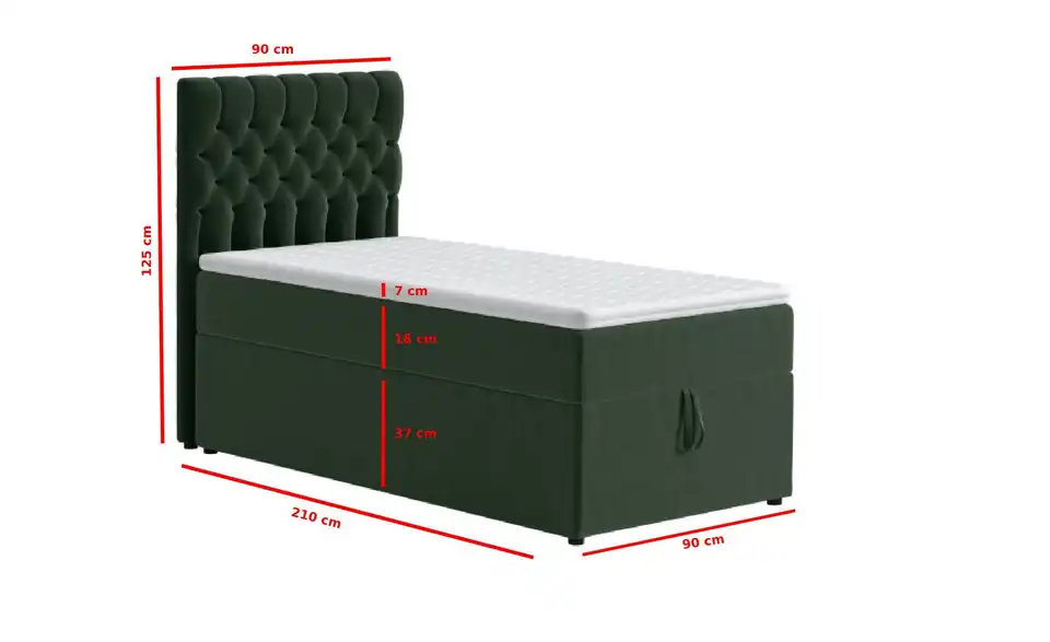 Boxbett Belek mit Bettkasten, Bemaßung