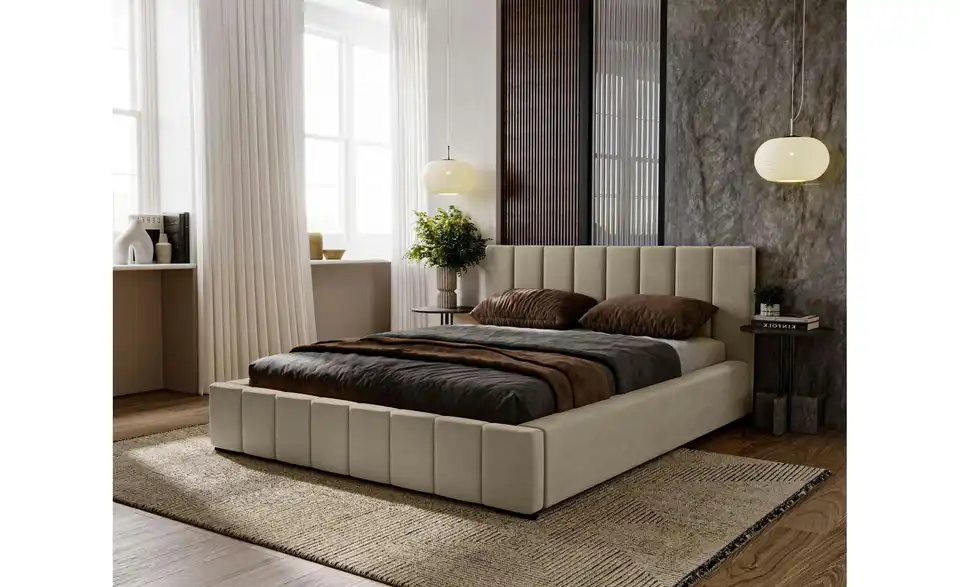 Polsterbett mit Stauraum Nelia, in Wohnsituation