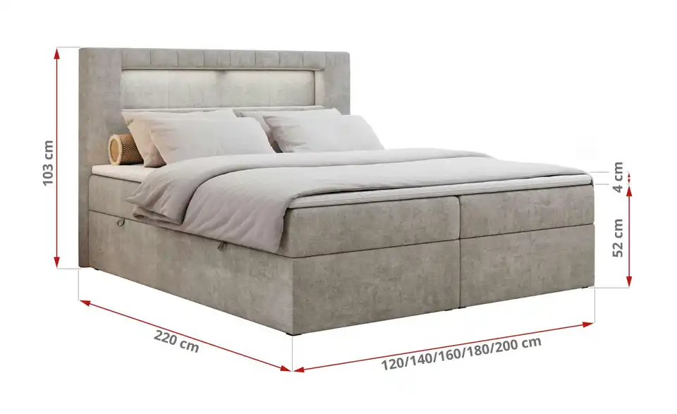 Boxbett Gold 5 mit Bettkasten, Bemaßung