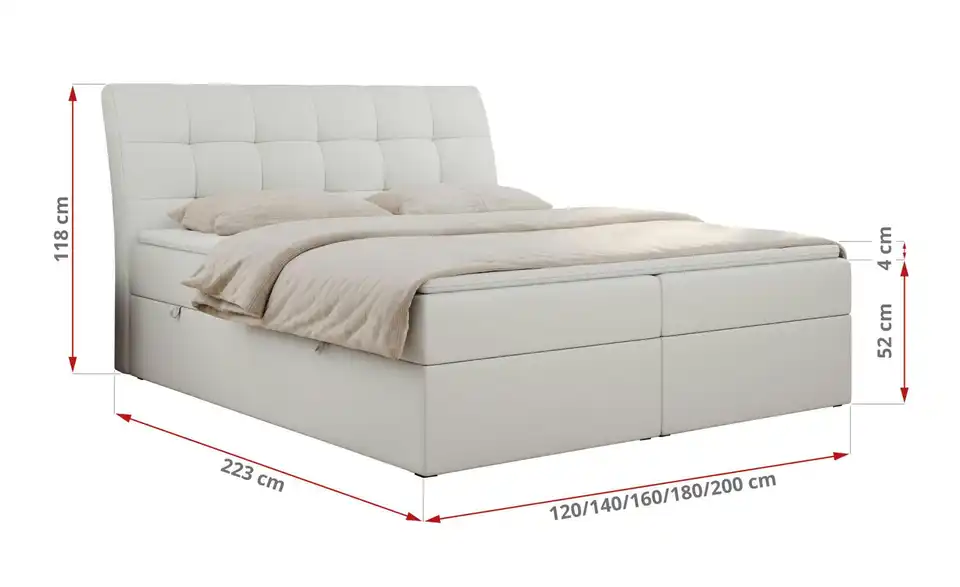 Boxbett Diegos mit Bettkasten, Bemaßung