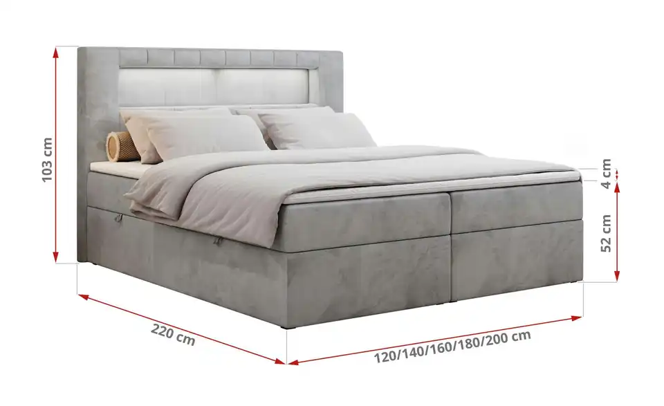 Boxbett Gold 5 mit Bettkasten, Bemaßung