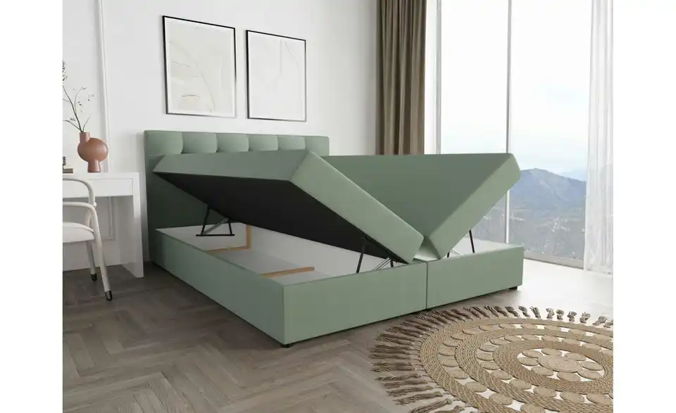 Boxbett Fado 2 mit Stauraum, Matratze H3 und Topper, geöffnet