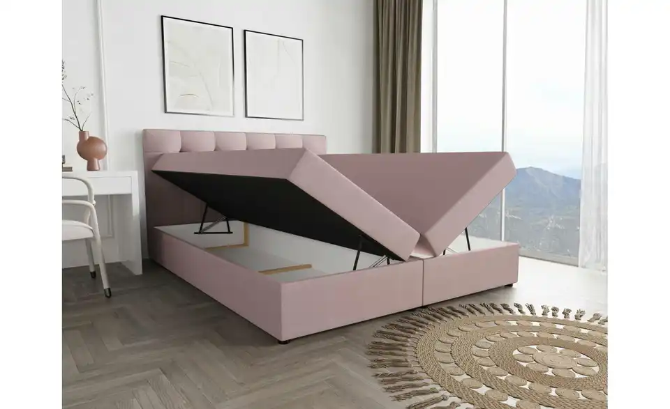 Boxbett Fado 2 mit Stauraum, Matratze H3 und Topper, geöffnet