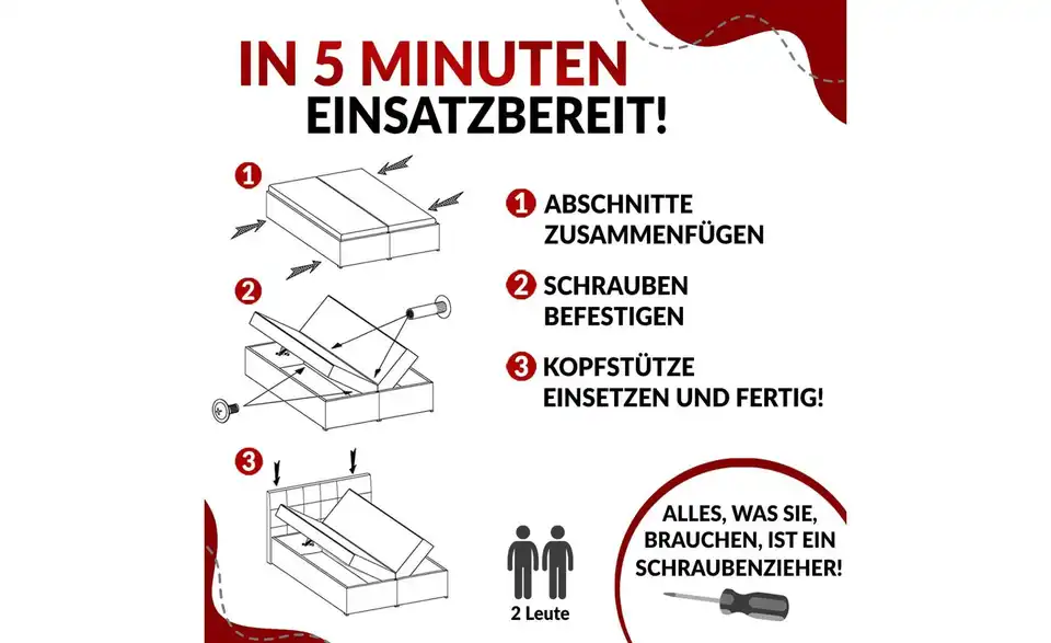 Boxspringbett Bellissimo King mit Bettkasten, Bild mit Text