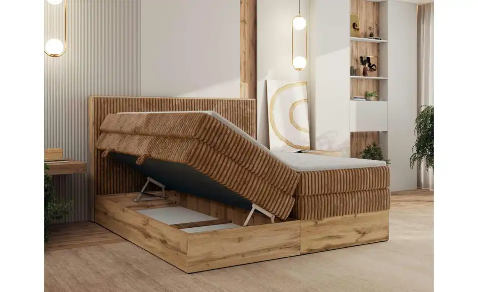 Boxspringbett Wood Classic King mit Bettkasten, Funktionsansicht
