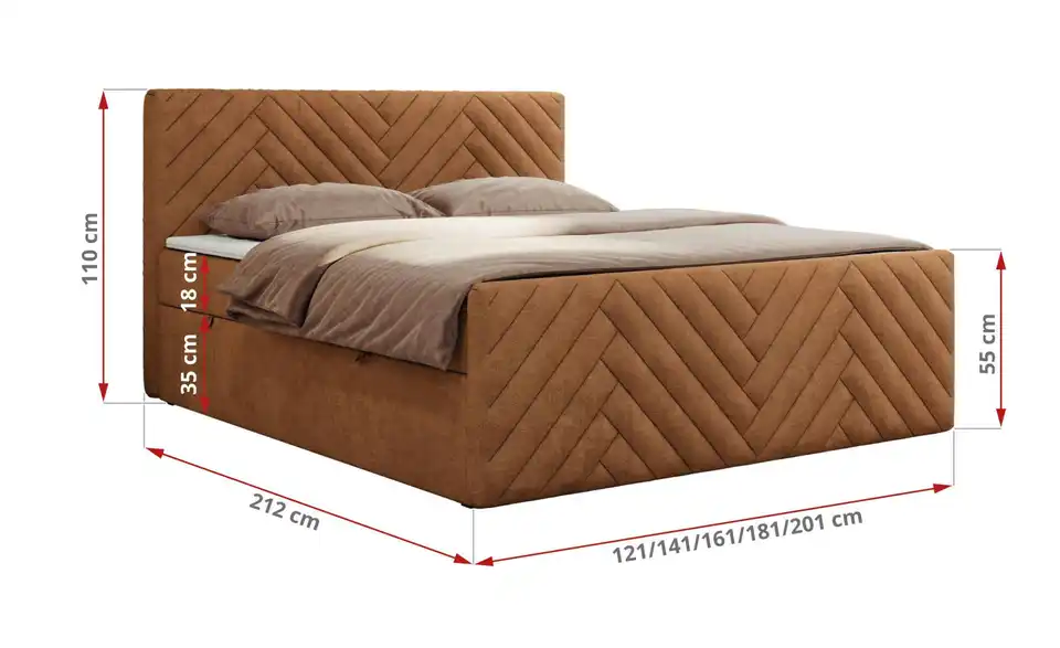 Boxbett Paris Duo mit Bettkasten, Bemaßung