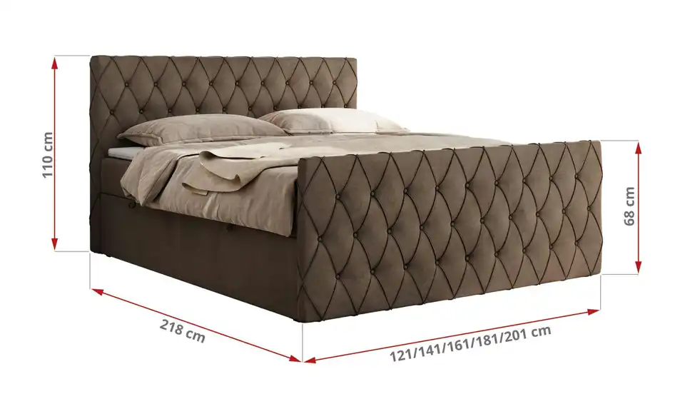 Boxbett Miren Duo mit Bettkasten, Bemaßung