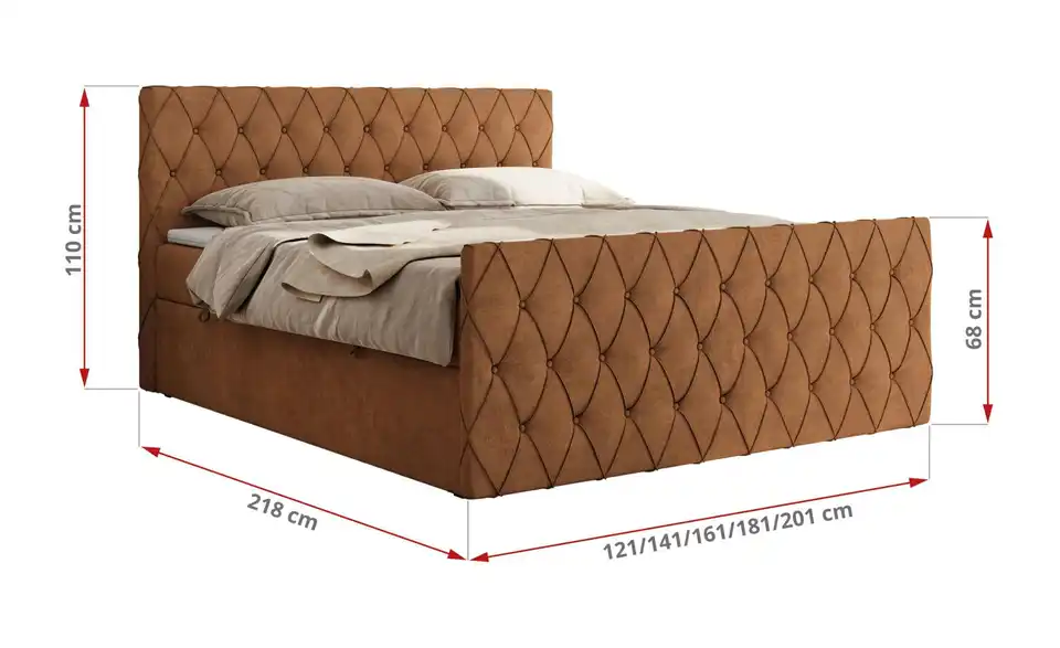 Boxbett Miren Duo mit Bettkasten, Bemaßung