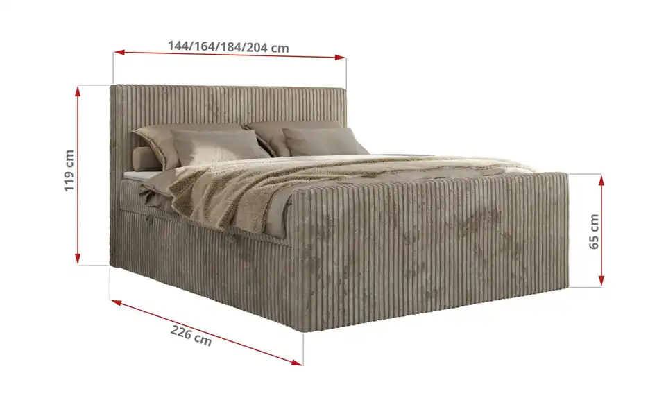 Boxbett Tiliano Duo mit Bettkasten, Bemaßung