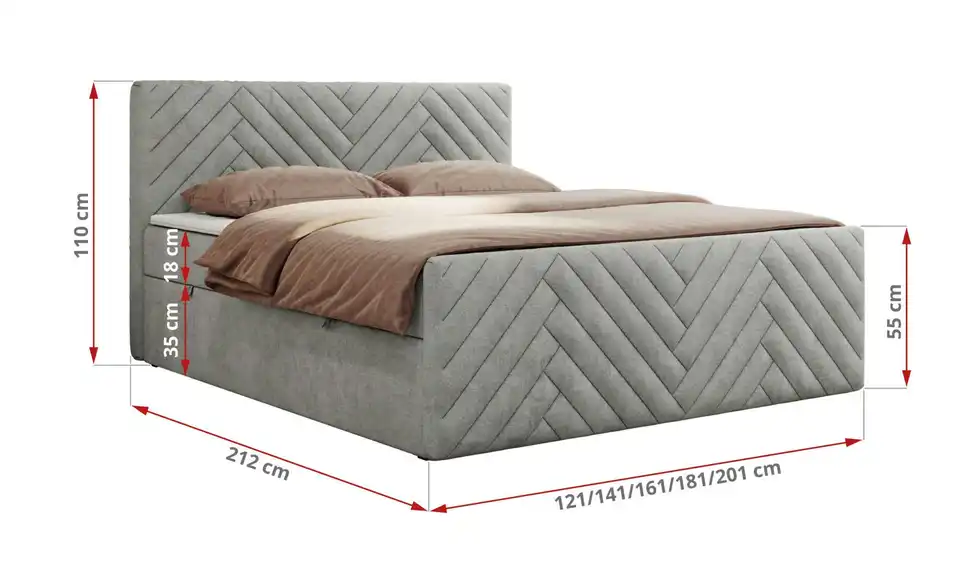 Boxbett Paris Duo mit Bettkasten, Bemaßung