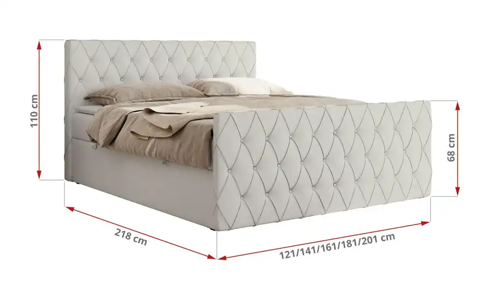 Boxbett Miren Duo mit Bettkasten, Bemaßung