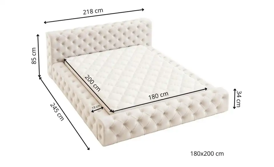 Polsterbett, Bemaßung