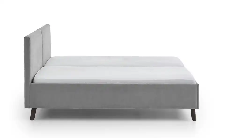 Polsterbett Piano in grau, Profilansicht