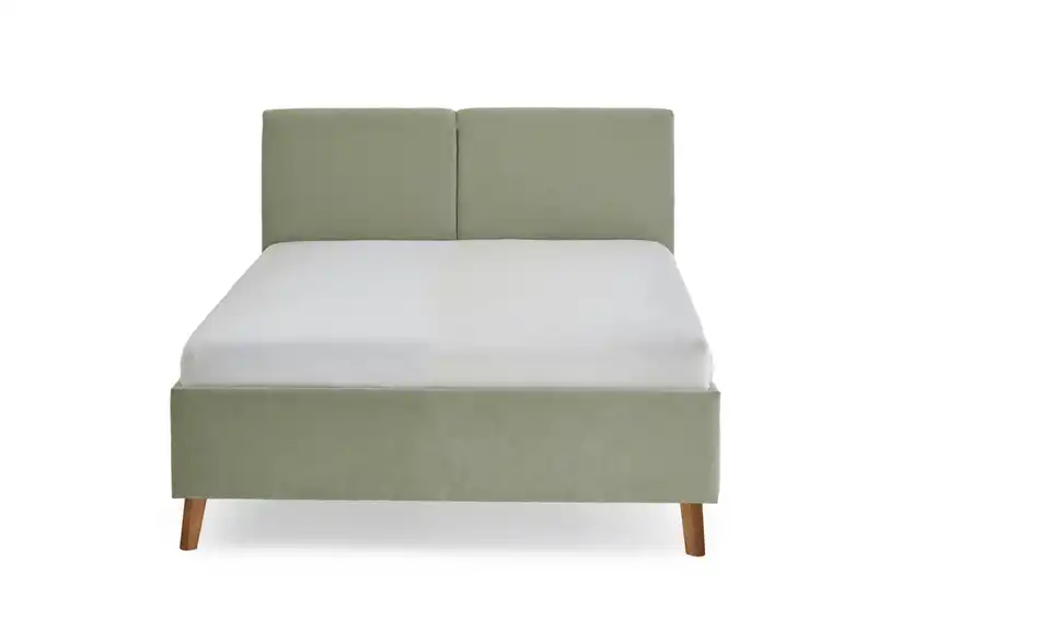 Polsterbett Piano in hellgrün, Frontansicht