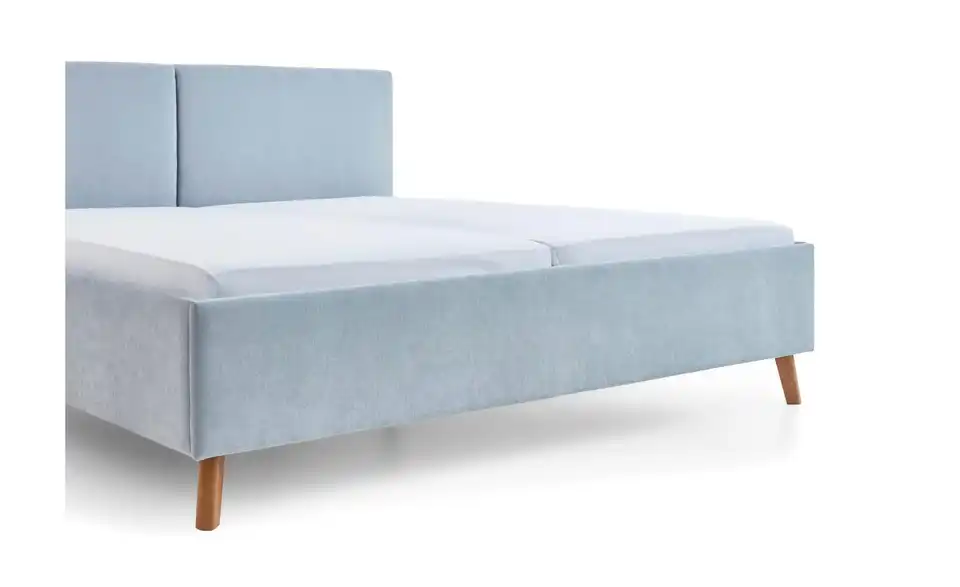 Polsterbett Piano in hellblau, Detailansicht