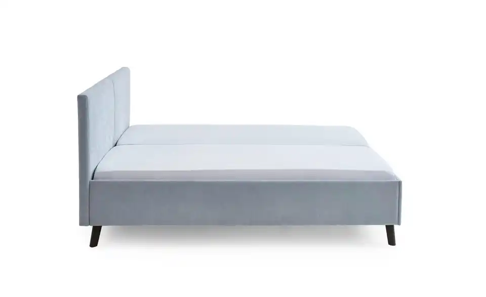 Polsterbett Piano in hellblau, Profilansicht