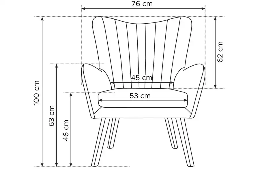 KONSIMO Sessel, Bemaßung