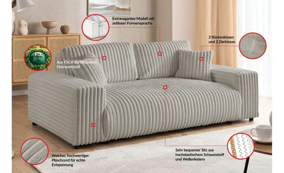 Polstergarnitur 2er-Set, Bild mit Text