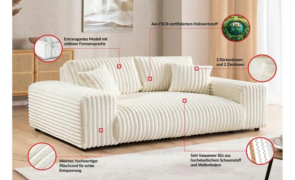 Polstergarnitur 3er-Set, Bild mit Text