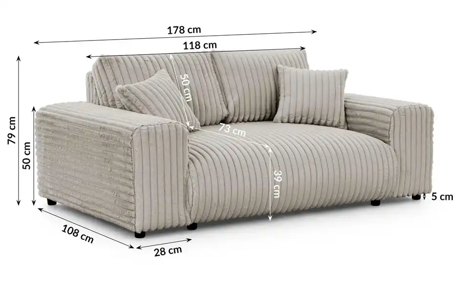 Einzelsofa, Bemaßung