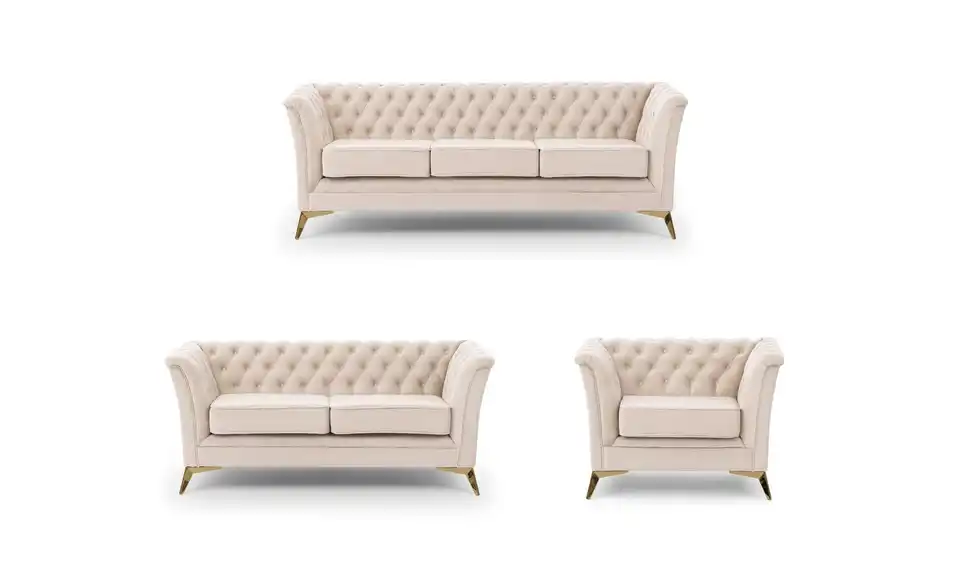 Chesterfield Polstergarnitur 3+2+1, Frontansicht