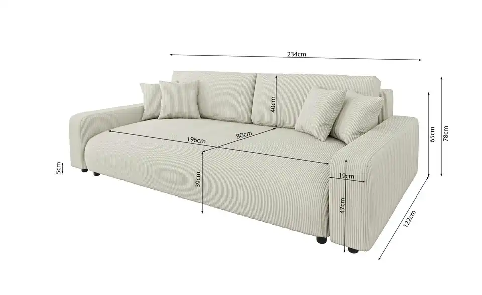 Einzelsofa, Bemaßung