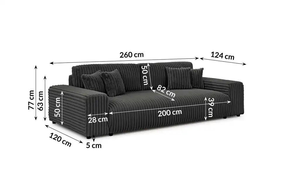 Schlafsofa, Bemaßung