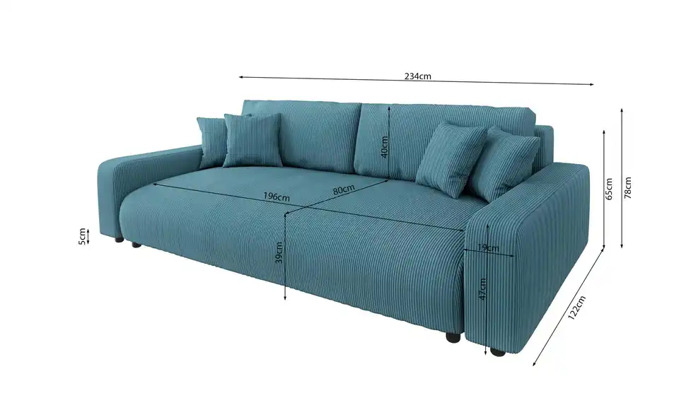 Einzelsofa, Bemaßung