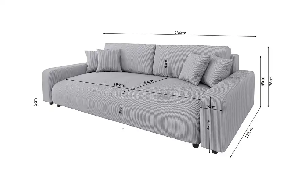 Einzelsofa, Bemaßung