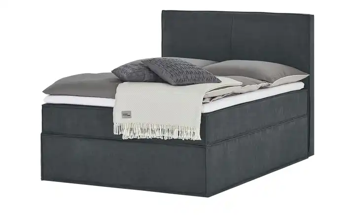 Boxi Boxspringbett 140 x 200 cm Boxi Urban Anthrazit 140 cm H2 Kaltschaumkern Velours