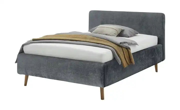 Polsterbett Mattis Anthrazit Bouclé 140 cm ohne Bettkasten