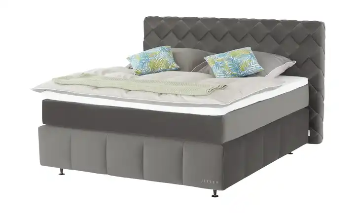 Jette Home Boxspringbett Braid  Dunkelgrau 180 cm H3 & H4