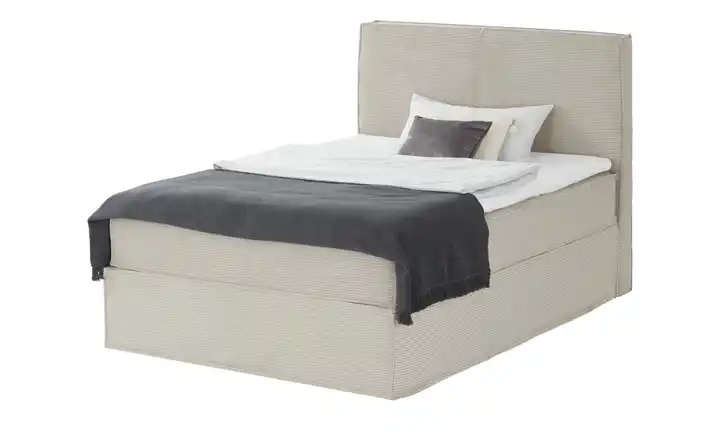 Boxi Boxspringbett Boxi Natur 140 cm H2 Kaltschaumkern Cordstoff