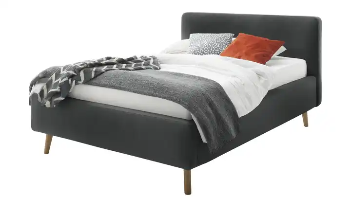 Polsterbett Mattis Anthrazit Webstoff fein 120 cm ohne Bettkasten